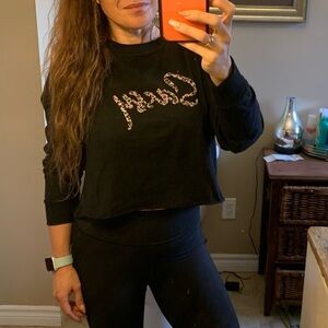 Sassy black crop top long sleeve shipping size medium